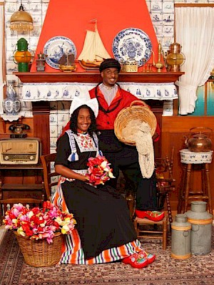 Tourists in Dutch costume