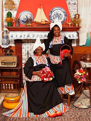 Tourists in Dutch costume