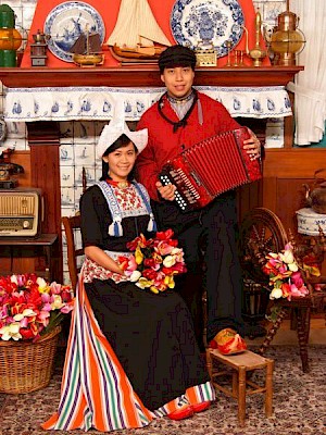 Tourists in Dutch costume