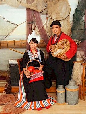 Tourists in Dutch costume